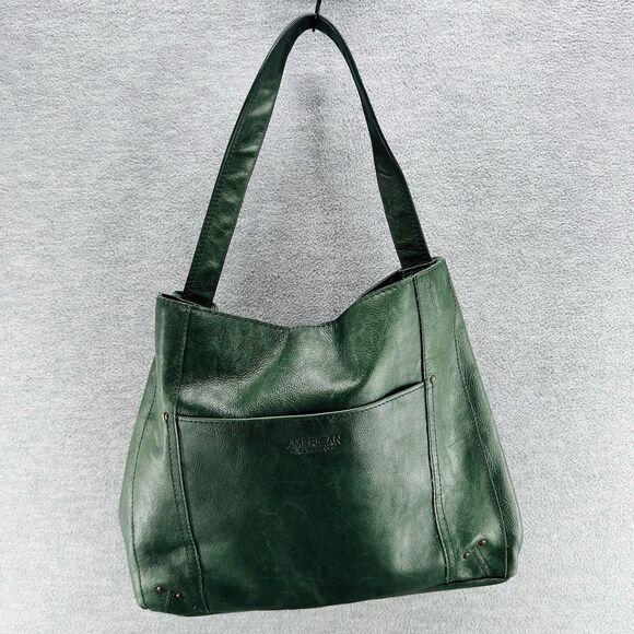 AMERICAN LEATHER Co - Green One Strap Magnetic Snap Shoulder Bag - Picture 1 of 14